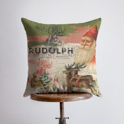 Vintage Rudolph Reversible Throw Pillow