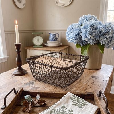 Vintage Rustic Metal Nesting Basket