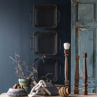 Vintage Rustic Metal Nesting Basket