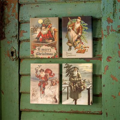 Vintage Santa Canvas Print Set of 4