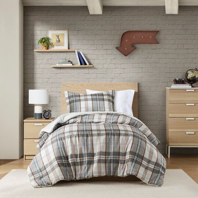 Vintage Shadow Plaid Duvet Cover and Shams Set