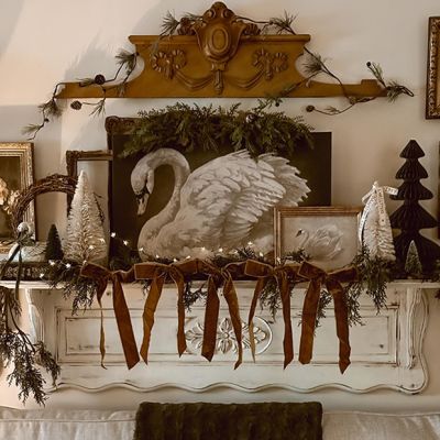 Vintage Swan Print Canvas Wall Art