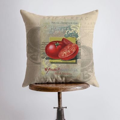 Vintage Tomato Seed Packet Printed Accent Pillow 18x18
