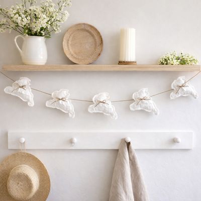 Vintage White Quilt Bunny Garland