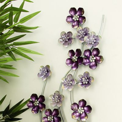 Violet Flowers Metal Wall Decor