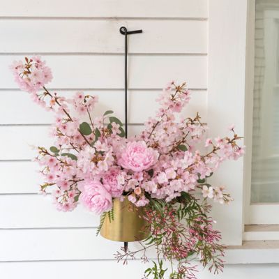 Wall Hook Planter With Brass Pot 29.75 Inch