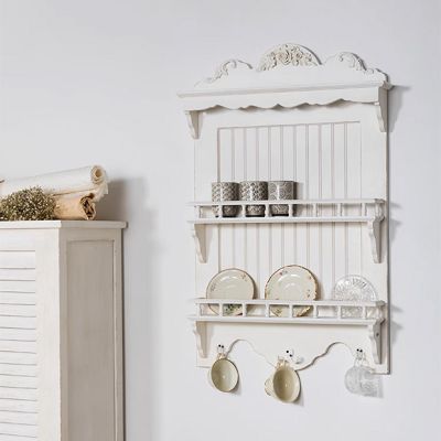 Wall Mount Dish Display Rack With Hooks