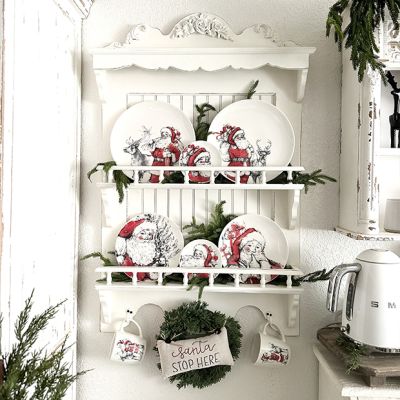 Wall Mount Dish Display Rack With Hooks