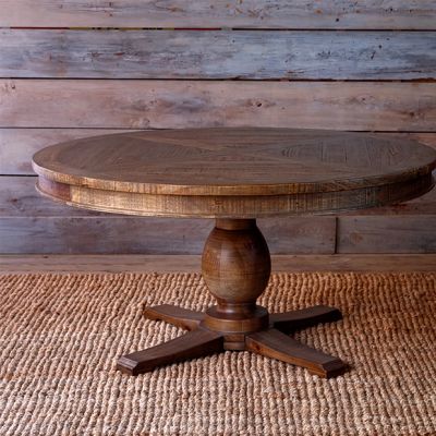 Walnut Finish Round Pedestal Dining Table