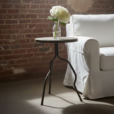 Weathered Antique Black Metal Side Table