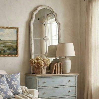 Weathered Arch Frame Grid Mirror