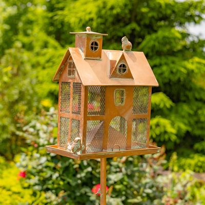 Weathered Colonial Home Bird Feeder Yard Stake