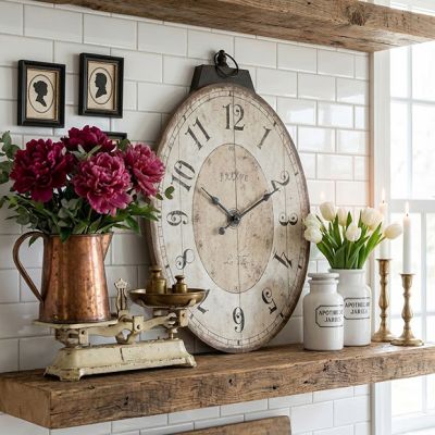 Weathered Elegance Oval Wall Clock