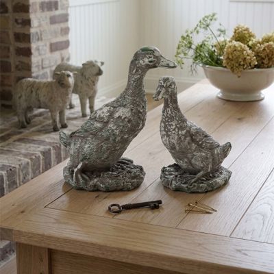 Weathered Garden Duck Figure Set of 2