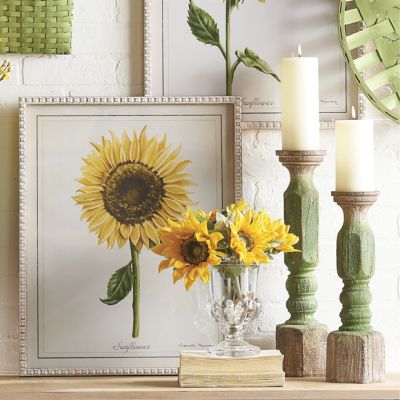 Weathered In Green Wood Candlestick Set of 2