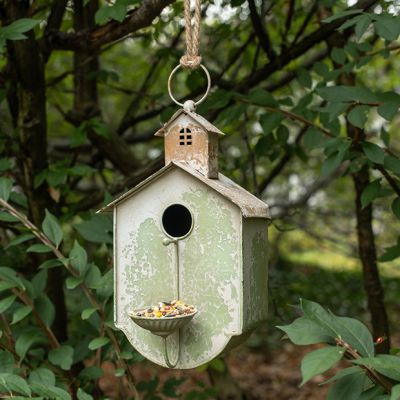Weathered Meadow Hanging Metal Birdhouse