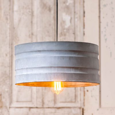 Weathered Metal Drum Pendant Light 15.5 Inch