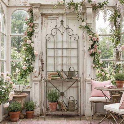 Weathered Metal Etagere Shelf