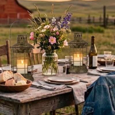 Weathered Metal Hanging Candle Lantern