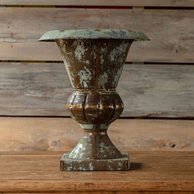 Weathered Metal Urn Planter