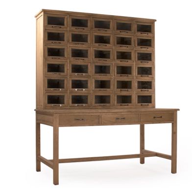 Weathered Oak Mog Cabinet with Table Set | SHIPS FREE