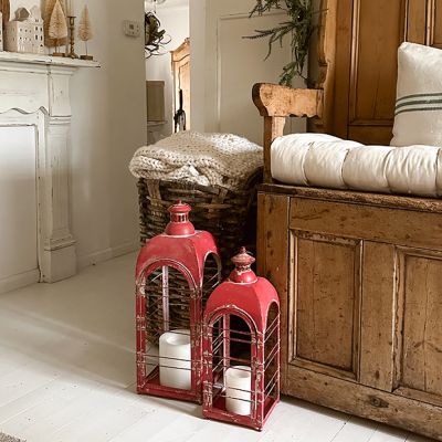 Weathered Red Metal Lantern