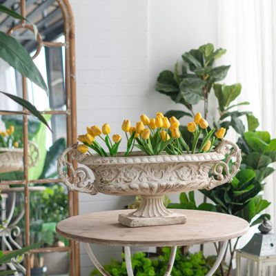 Weathered White Pedestal Vase