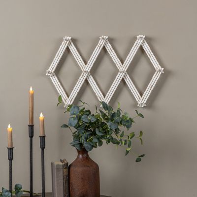 Weathered White Wood Accordion Wall Rack