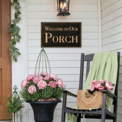 Welcome to Our Porch Carved Wood Wall Sign