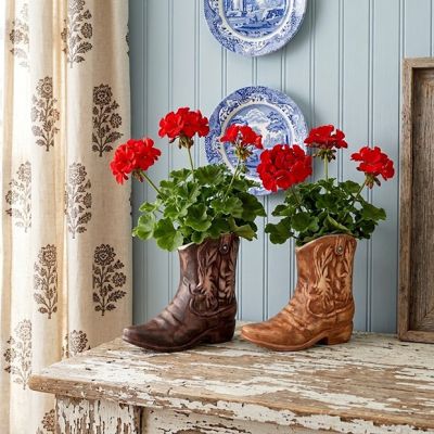 Western Cowboy Boot Vase Set of 2