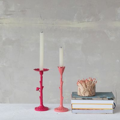 Whimsical Woodland Botanics Pink Candle Holder Set of 2