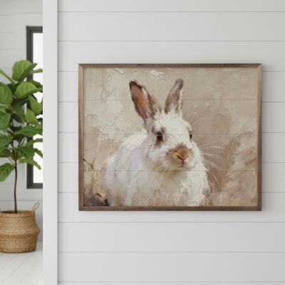 White Bunny Looking Framed Wall Decor