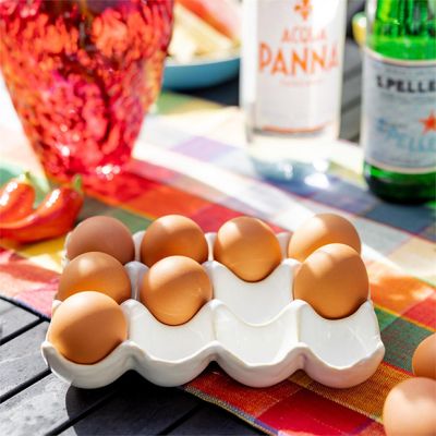 White Ceramic Egg Display Tray Set of 2