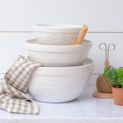White Cottage Farmhouse Mixing Bowl Set of 3