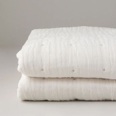 White Cottage Farmhouse Tack Stitch Quilt
