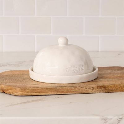 White Cottage Stoneware Butter Dish