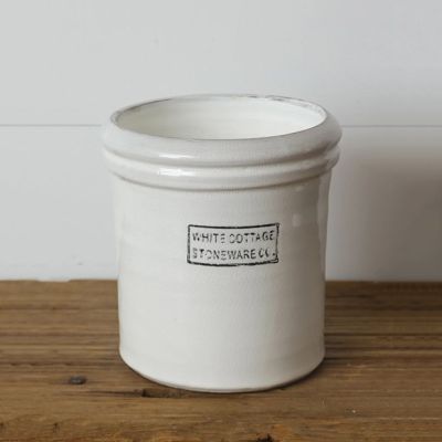 White Cottage Stoneware Crock