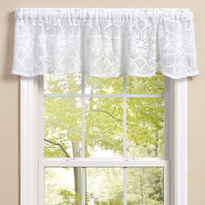 White Crocheted Flower Window Valance