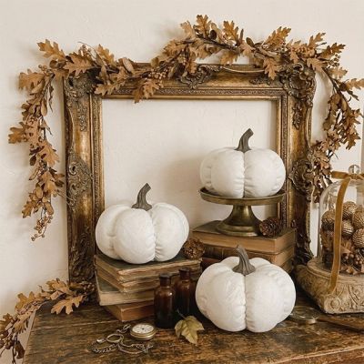 White Damask Fabric Pumpkin