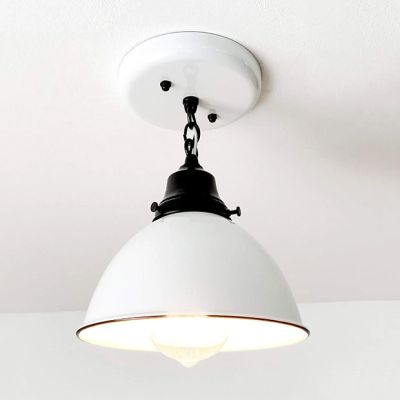 White Enamel Farmhouse Ceiling Light
