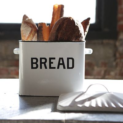 White Enameled Bread Box