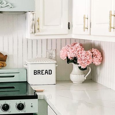 White Enameled Bread Box