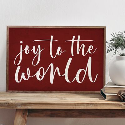 White Joy To The World Red Wall Art