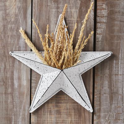 White Metal Star Hanging Wall Pocket 12 Inch