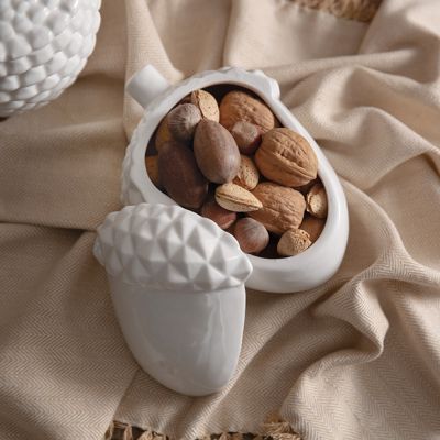 White Porcelain Acorn Jar