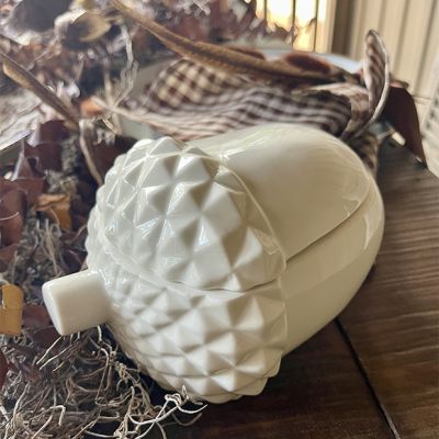 White Porcelain Acorn Jar
