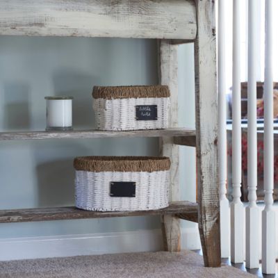 White Seagrass Basket With Chalkboard Set of 2