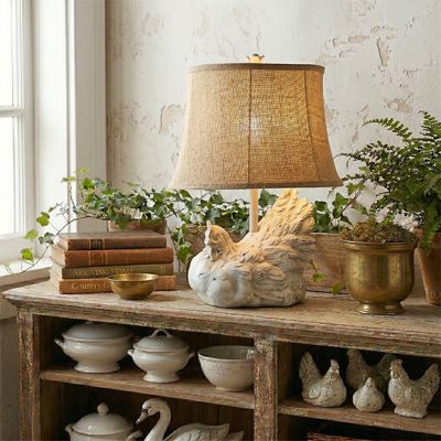 White Wash Rooster Table Lamp