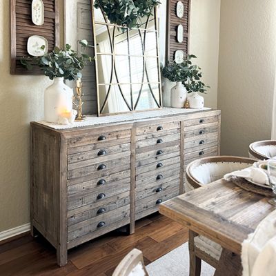 Whitewash 12 Drawer Apothecary Cabinet