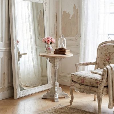 Whitewashed Chic Pedestal Accent Table